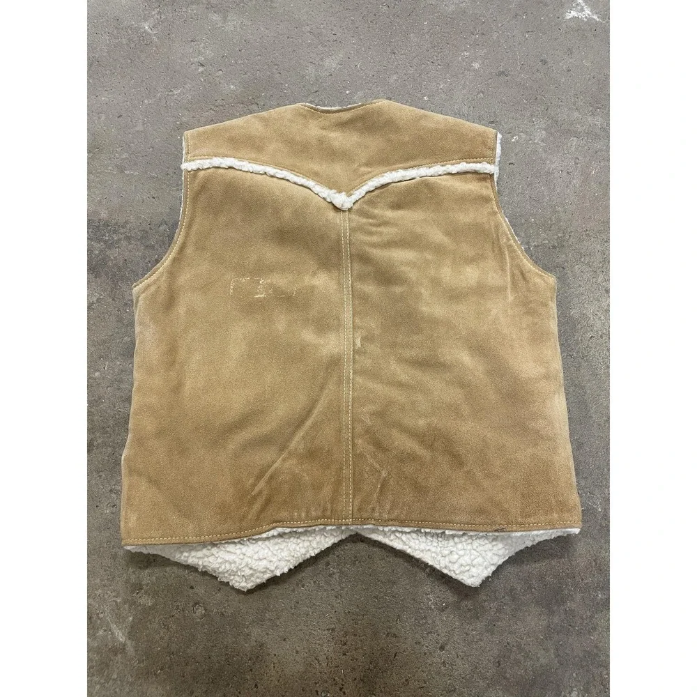 Vintage Levi's Vest‎ Mens Medium Beige Suede Sherpa Lined Western 60608-9724